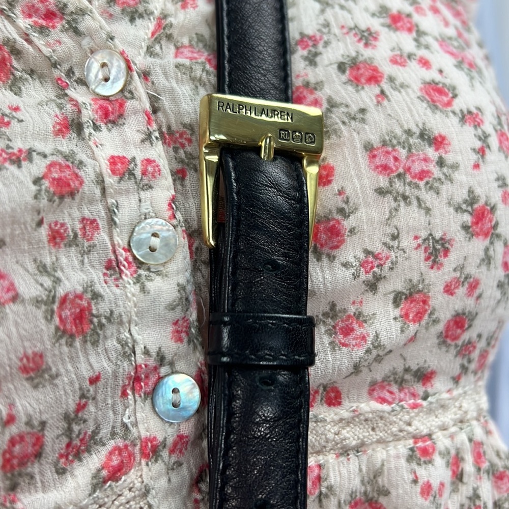 Ralph Lauren crossbody black leather gold hardware purse with fold snap closure - Picture 4 of 10